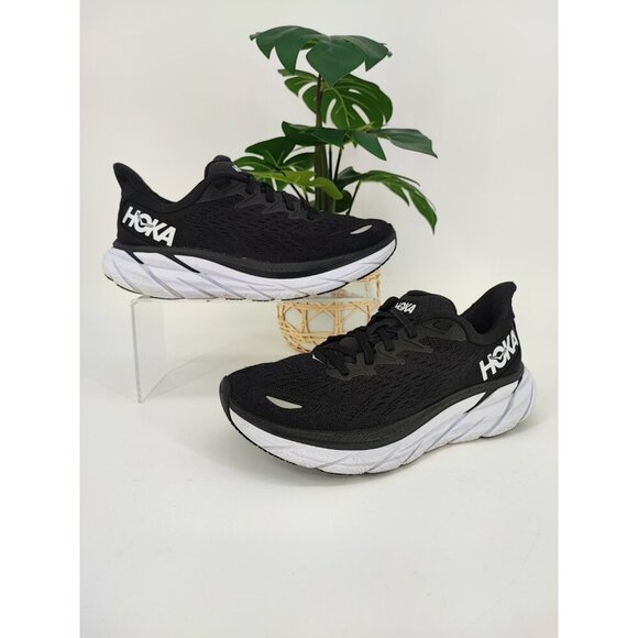 Hoka One One Women's Clifton 8 Black Mesh Low-top Sneaker Size 6.5B US - Picture 2 of 11